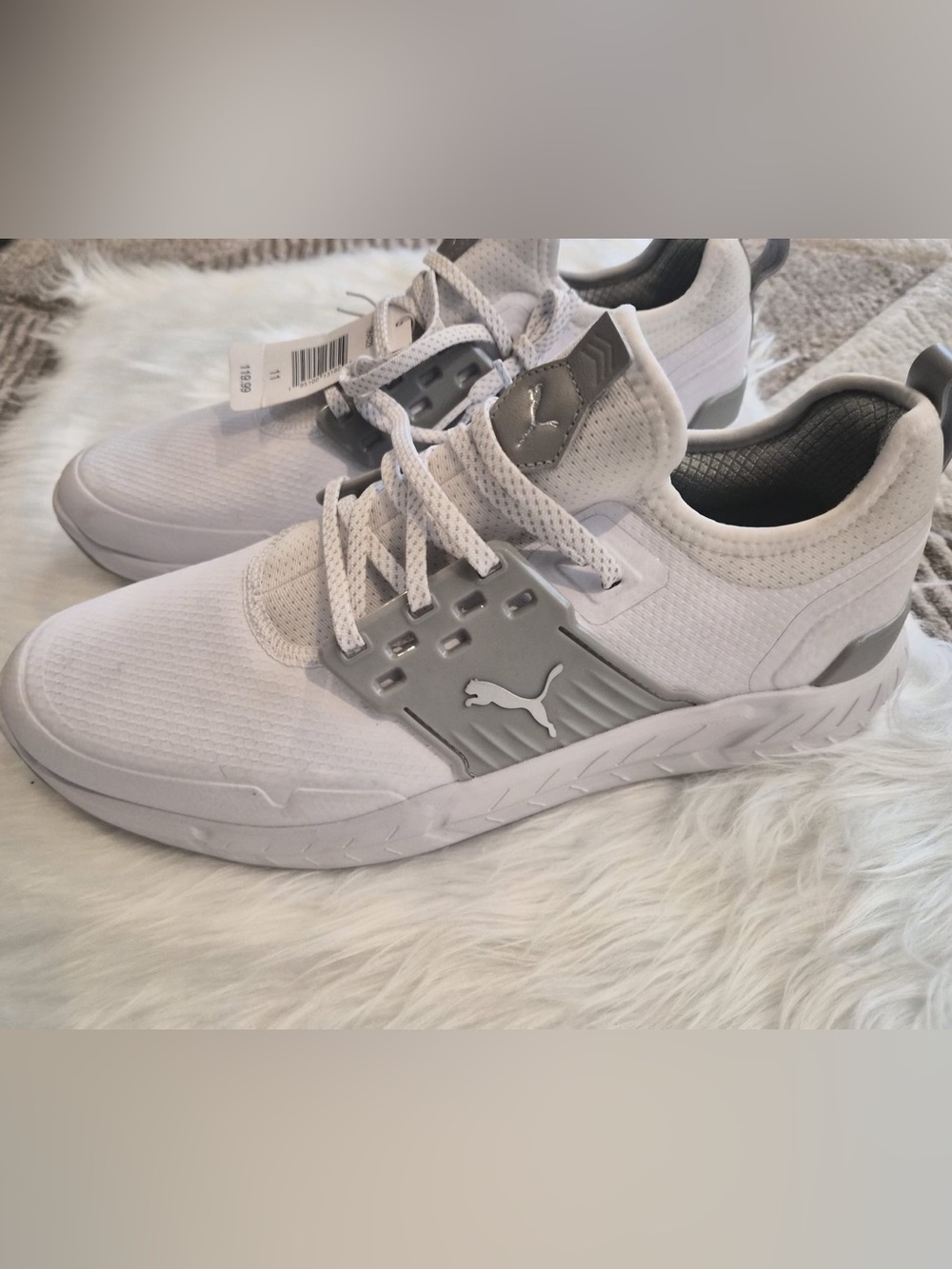 Puma Men’s White and Gray Ignite Golf Sneakers